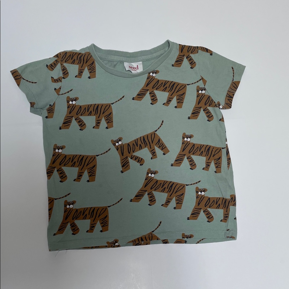 Seed Heritage Kids Tiger Pattern Tee - Light Green